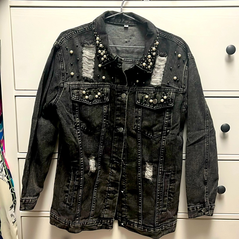 Black denim button up jacket
